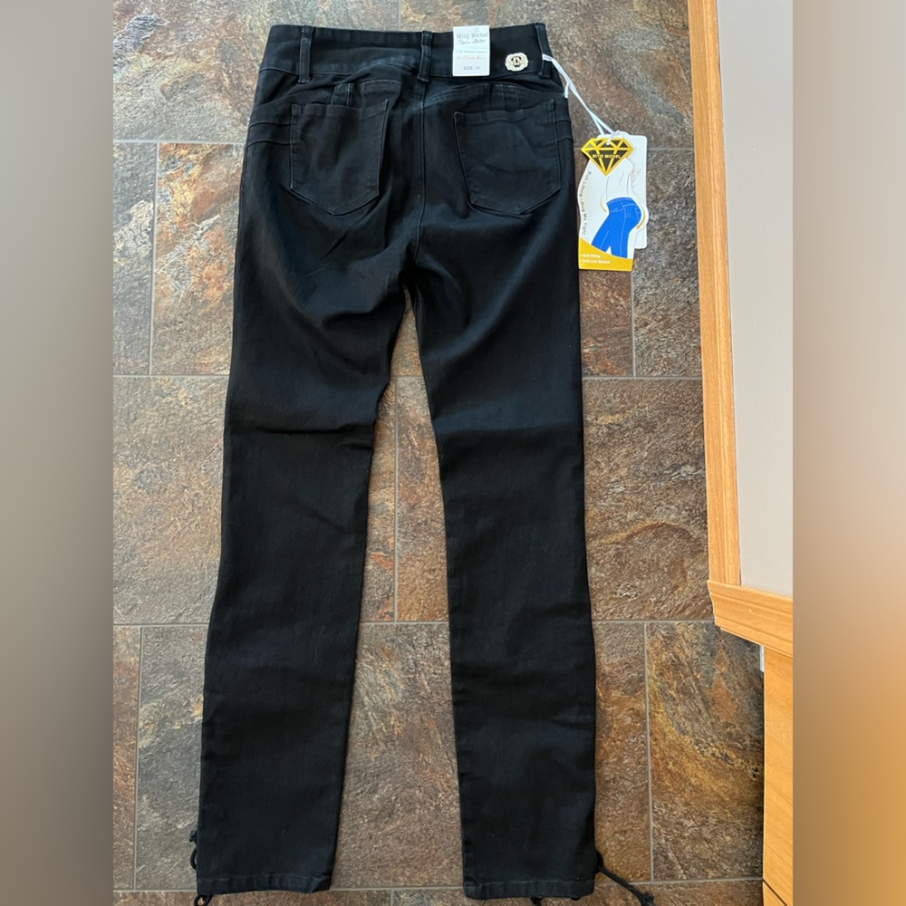 New Mitzi Michel black high rise lace up leg goth punk grunge skinny jean. 11 - Picture 3 of 11